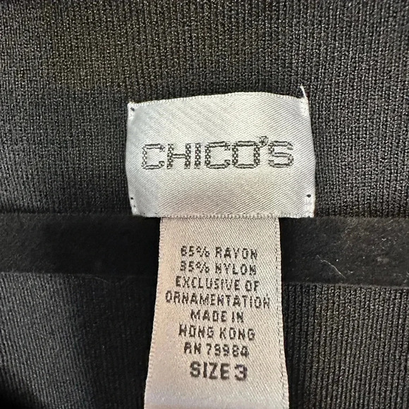 Chico's Black Sleeveless Top with Silver Metallic Trim Detail, size 3 - Picture 4 of 5